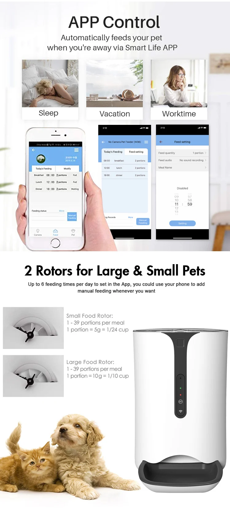 Custom Wifi Control Cat Feeder Xiaomi Automatic Pet Feeder With