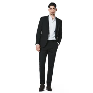 Custom Classic Formal Business Pants Blazer Black Men Two Piece Suites