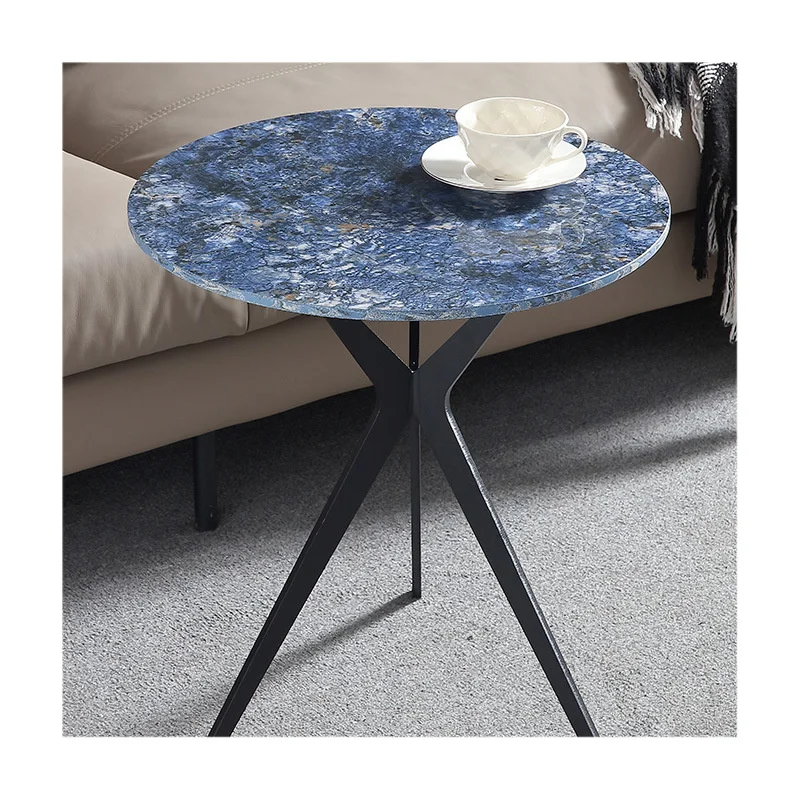 Italian Luxury Modern Living Room Corner Side Table Nordic Light Creative Rock Board Blue Marble Coffee Table