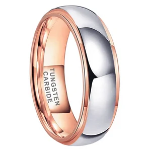 Coolstyle Jewelry Wholesale 6mm Two Tone Rose Gold Tungsten Ring for Men Women Dropshipping Fashion Engagement Wedding Band