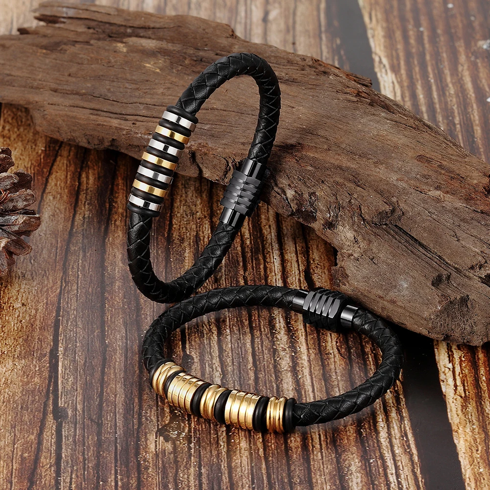 TRENDY Designer Braided Leather Bracelet for Men