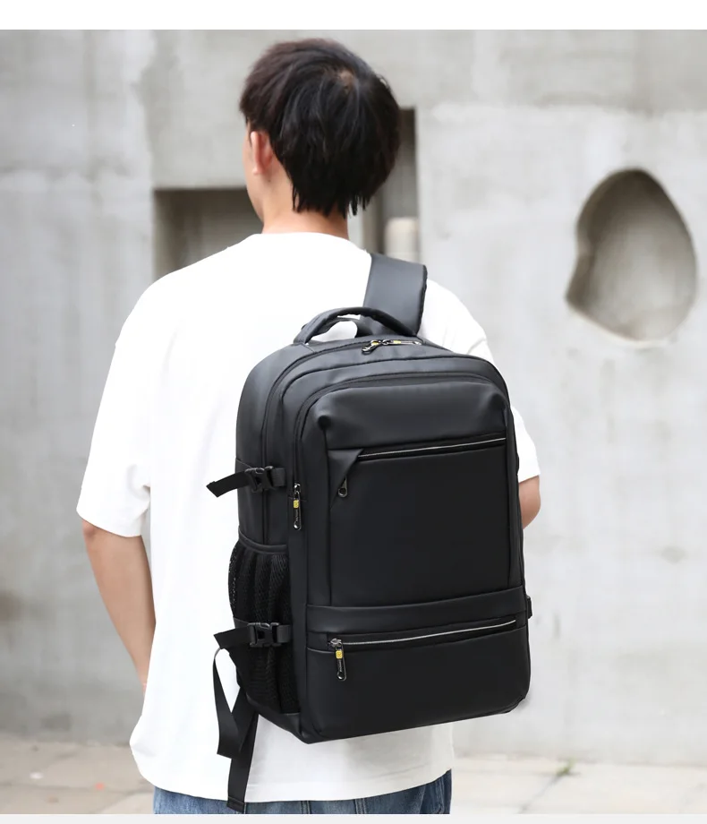 Custom Logo Waterproof Black Smart USB Charging Large Capacity Portable Men Travel Business Computer Laptop Backpack for Male