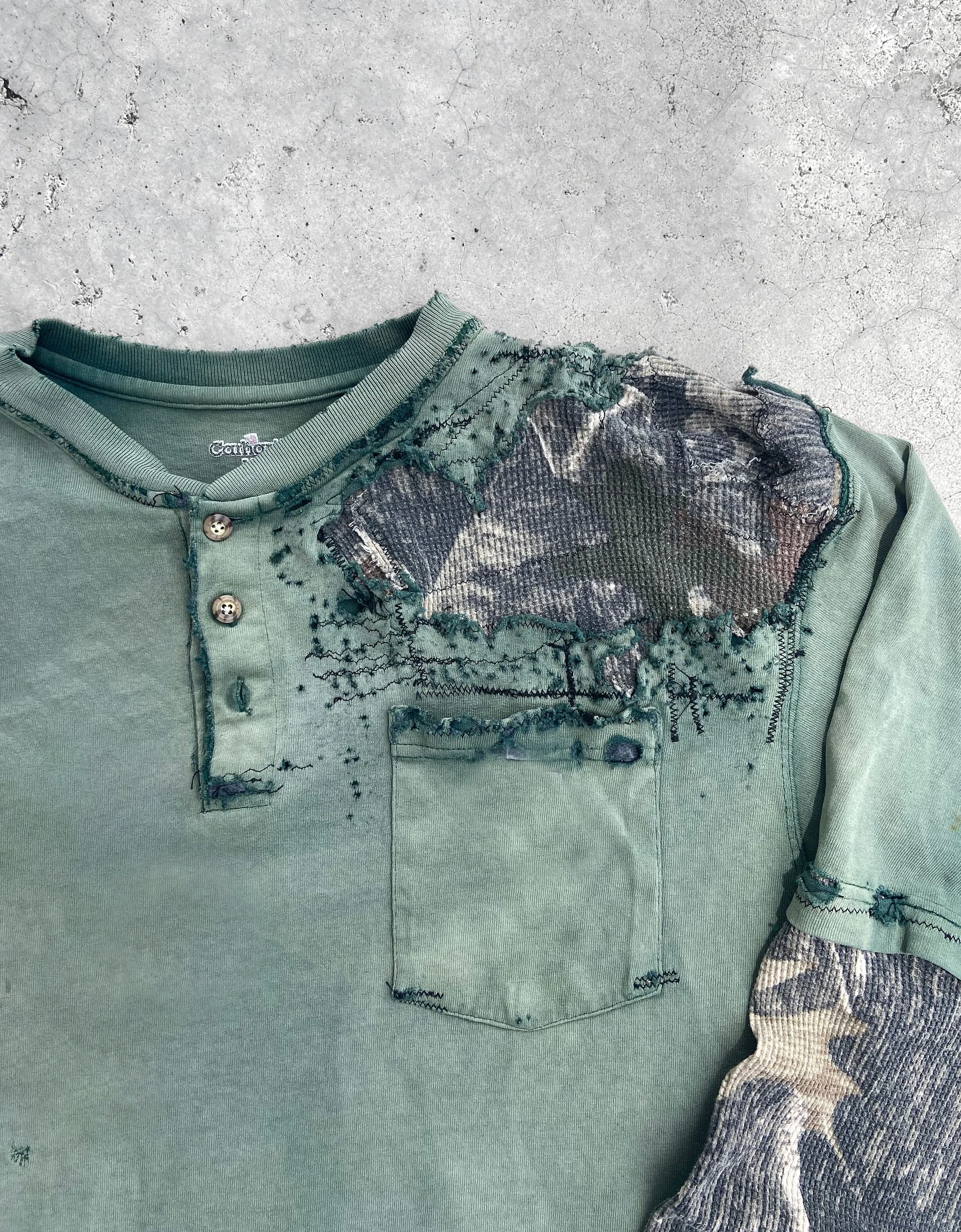 Custom Screen Print Men Boxy T Shirt 300gsm Cotton Washed Tshirt Streetwear Vintage Acid Wash Double Layer Long Sleeve T-Shirt gallery 3