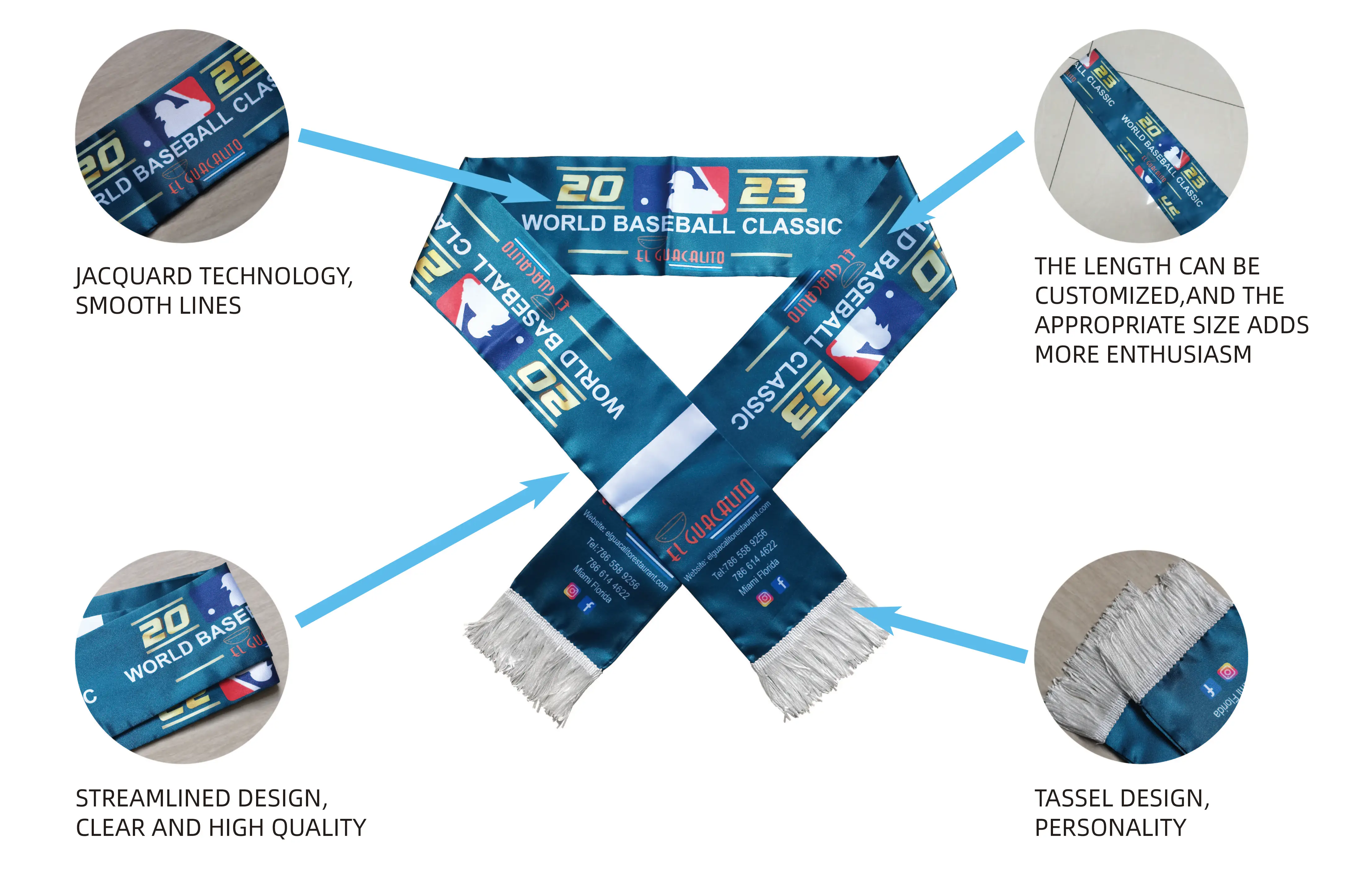 Factory Directly Custom Popular Soccer Scarf Football Fan Team Club