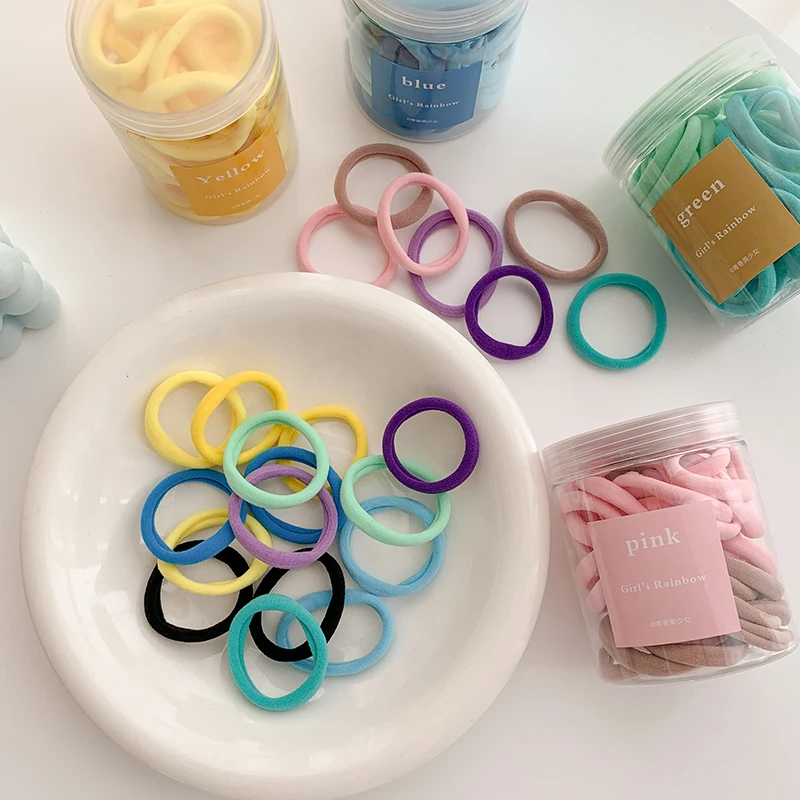 Wholesale 50pcs Simple Design Nylon Seamless Strong Elastic Hair Ties