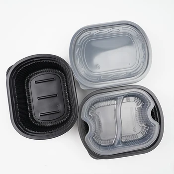 Customizable Disposable Plastic Lunch Box with Lid Microwavable 2 3 4 5 7 Compartment Take Away Food Containers