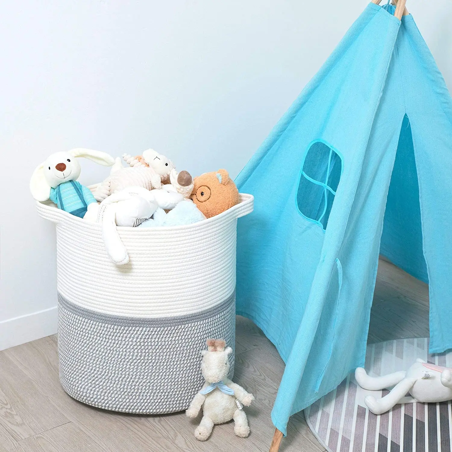 Очень большая корзина для белья из натурального хлопка