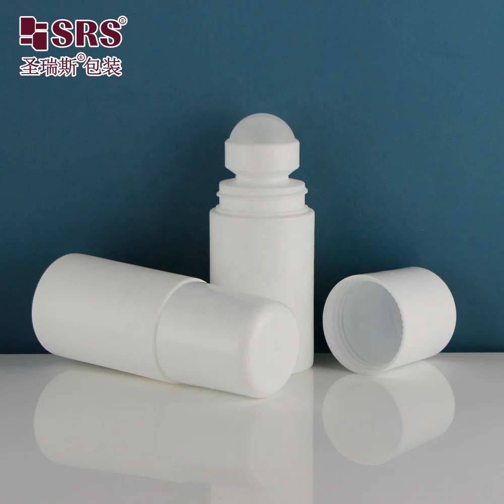 White Color PCR Empty Packaging 60ml Roll on Bottle With Three Kinds of Cap