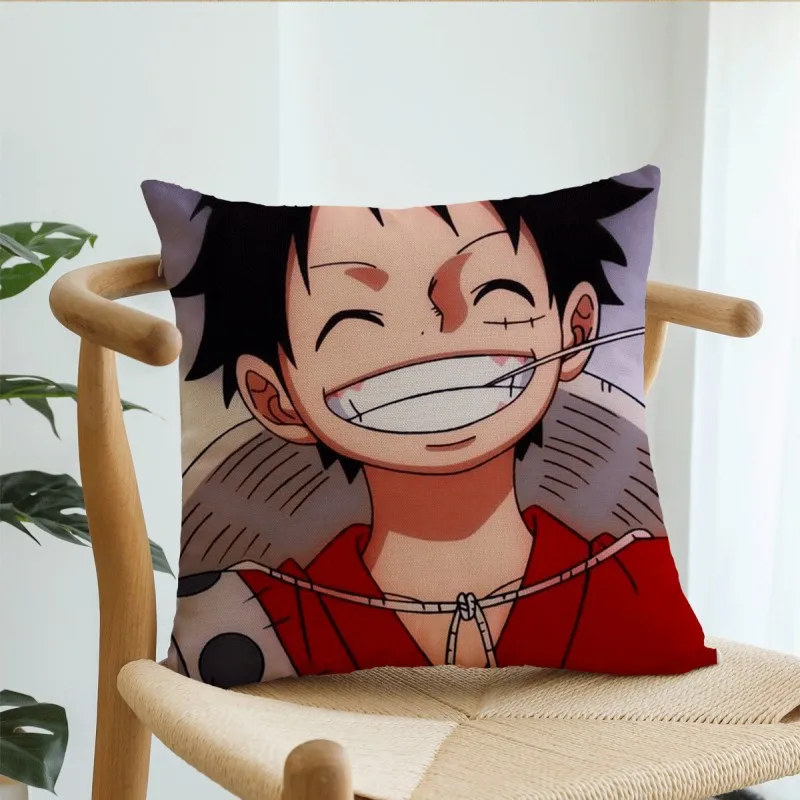 Anime Luffy Cartoon Linen Sofa Cushion Cover - Customizable Odm