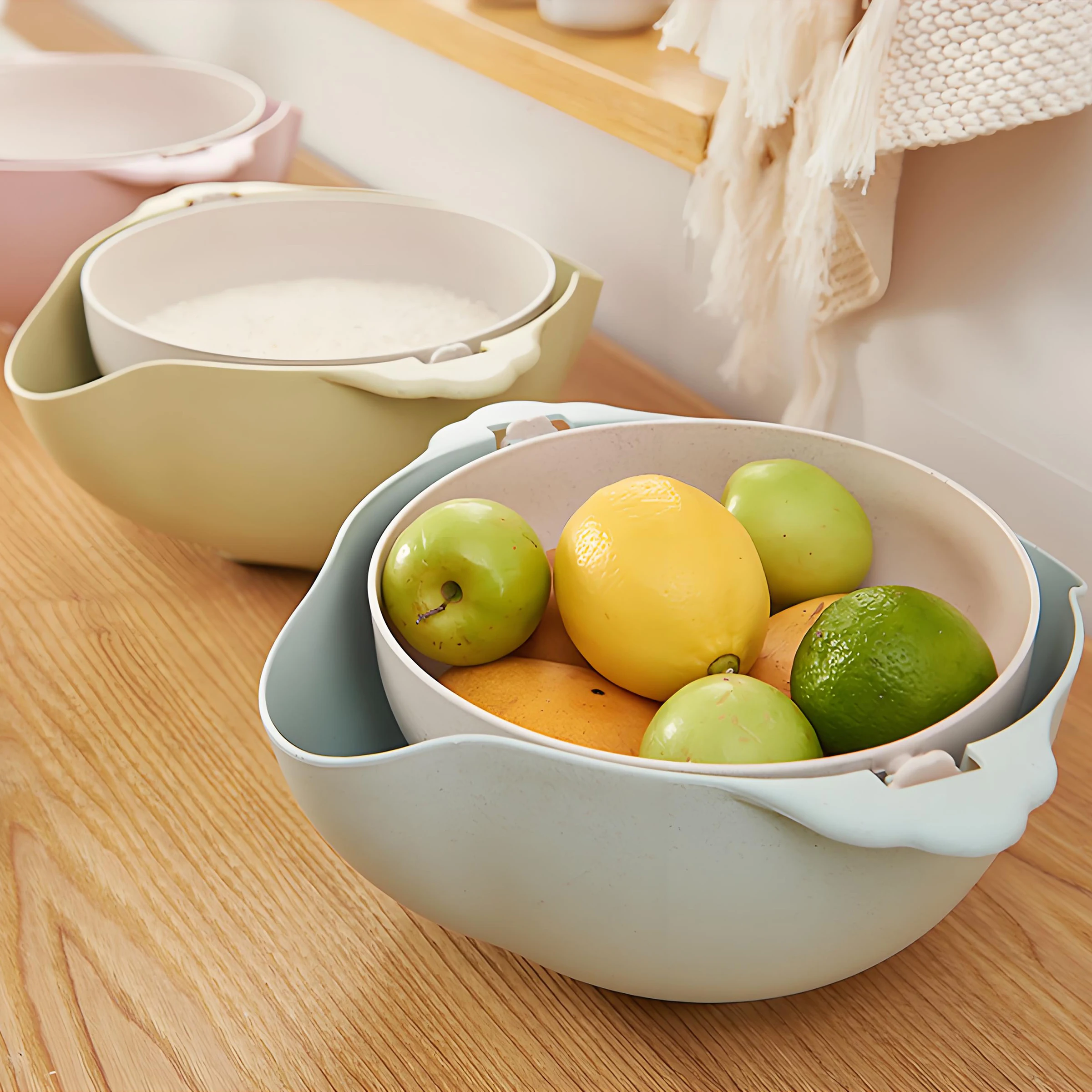 Double-Layer High Quality Multi-functional Drain Basket Fruit and Vegetable Drain Basket