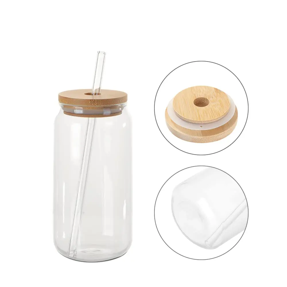 Hot Sale 350ml/550ml Beer Can Shaped Drinking Glass Can Cup With Bamboo ...