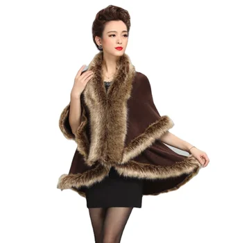 Fashion faux mink fur winter ladies fake fur shawl/Lady wedding cappa