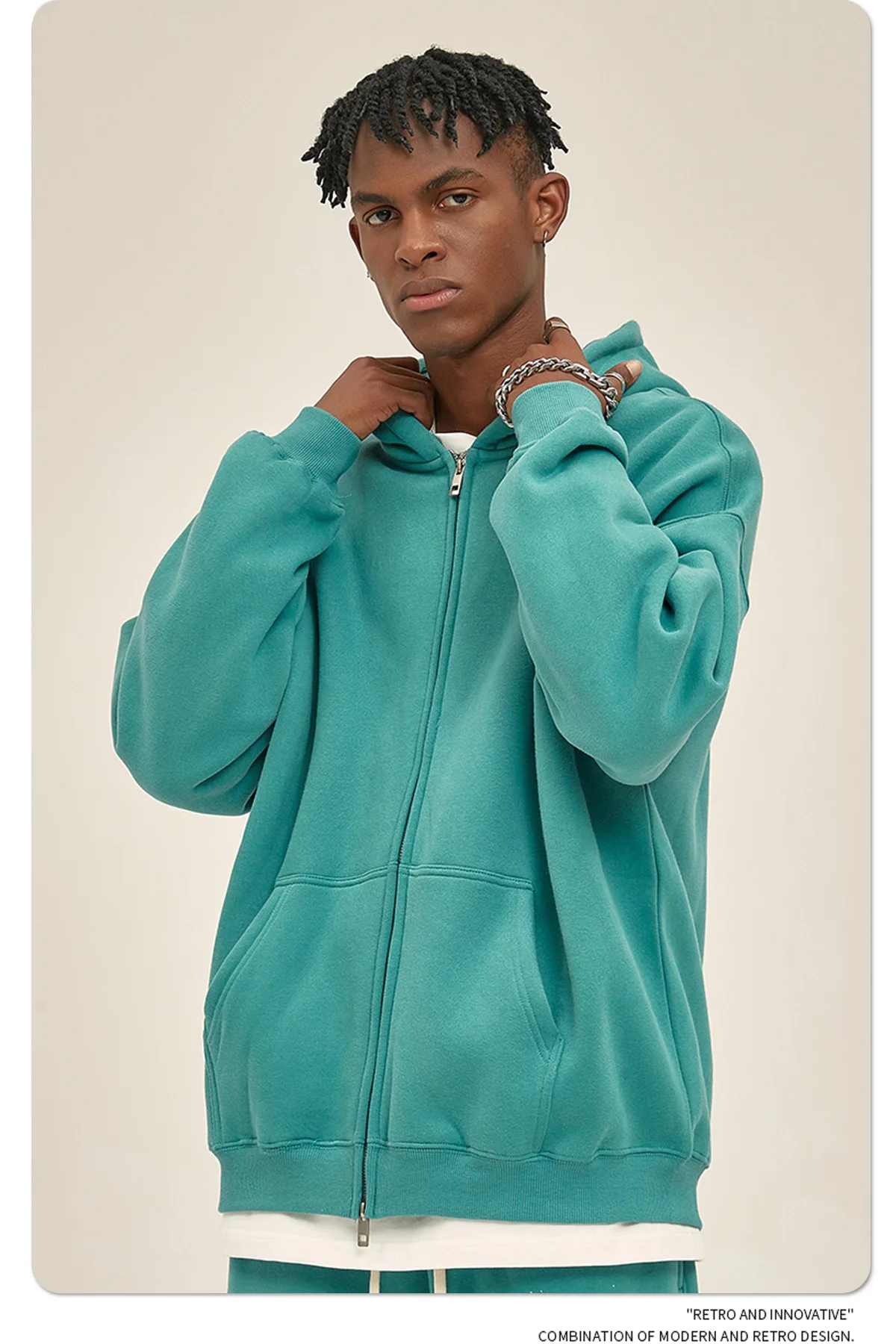 Custom 350 Gsm Men Outer 52 Cotton / 48 Polyester Oversized Hoodie