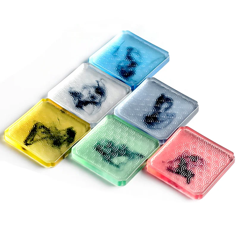 Top Quality Customize Square Round Epoxy Wood Resin Coaster With Holder Set