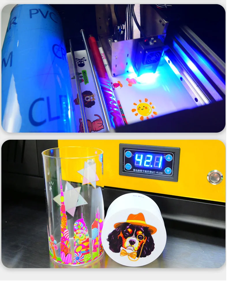 Mini Desktop Roll to Roll Printing Machine  Film Transfer 30cm Paper Card Tube Cloth Sticker All in 1 UV DTF Flatbed Printer  A3