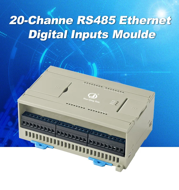 product huaqingjun 20 channel rs485 ethernet digital inputs module modbus rtu modbus tcp di module for plc expansion-1