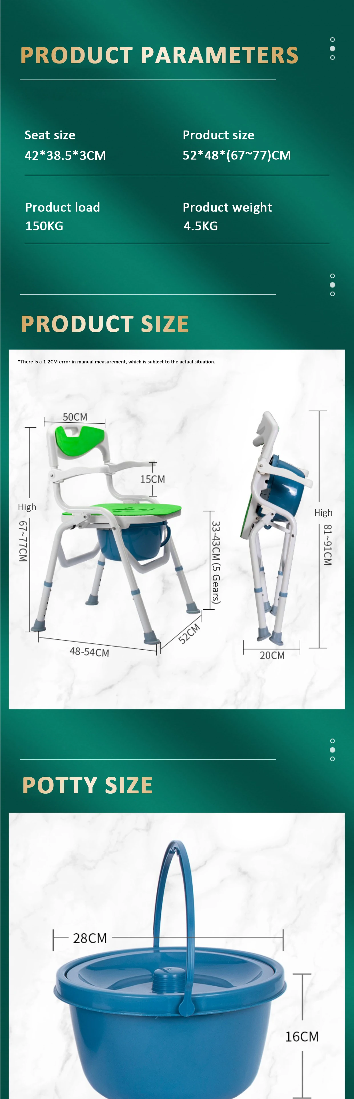 Aluminium wheelchair commode folding shower chair roll-in shower chair aluminum commode chair details