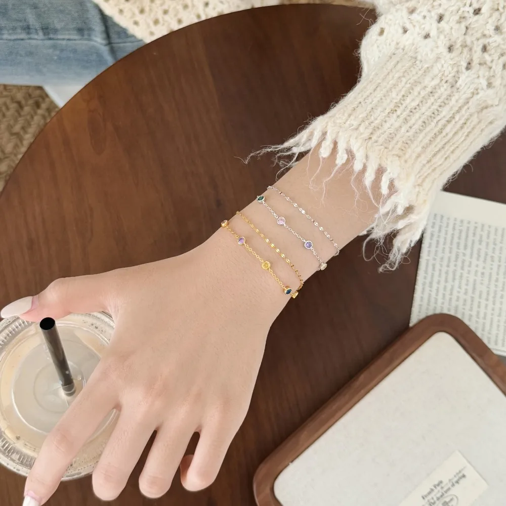KAKODIY Fashion Design 925 Sterling Silver Double Layer Multi-Layer Color 5A Zirconium Pendant Chain Bracelet Daily Wear Jewelry detail 3
