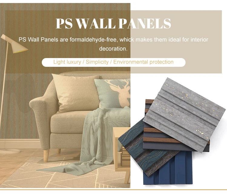 Waterproof 3D design panel ps textured wall cladding for house decoration