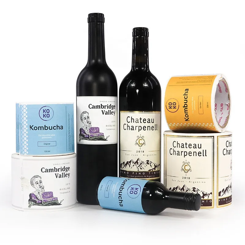 Custom Textured Embossed Velvet Label Roll  Bottle Sticker Wine Label
