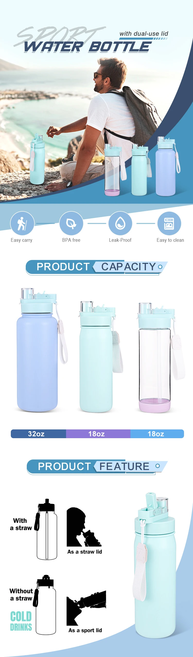Everich Double Wall Wide Mouth Insulated Stainless Steel Sports Water ...