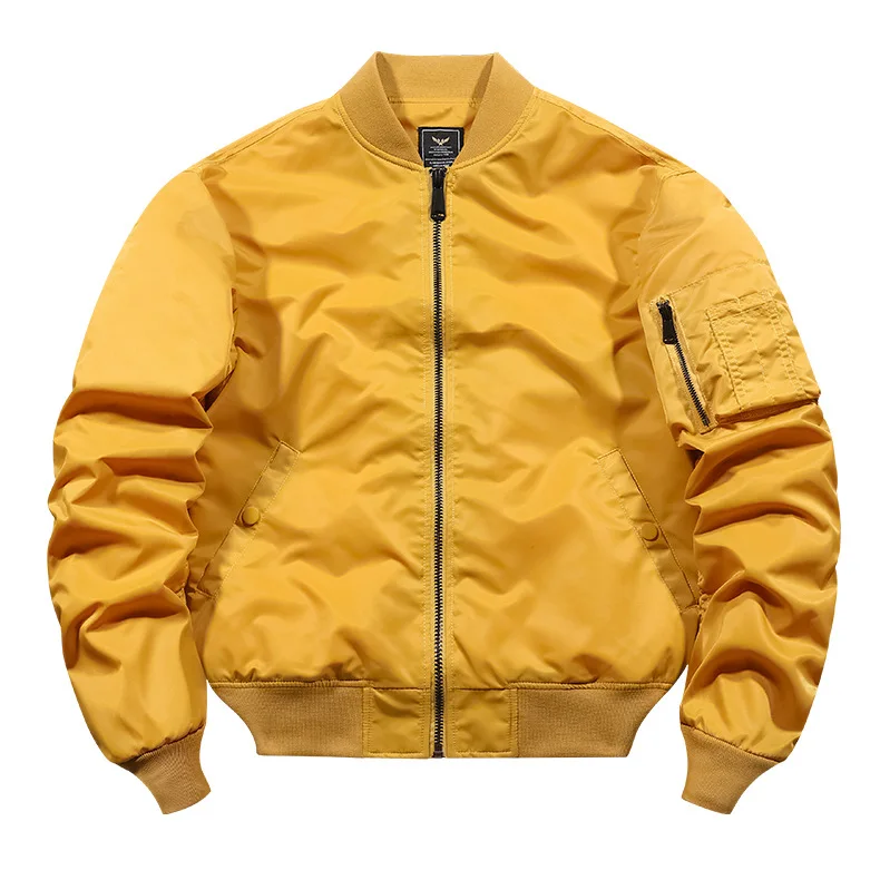 Wholesale High Quality Solid Color Winter Plus Size Men Flyer Bomber Jacket_voghion.com