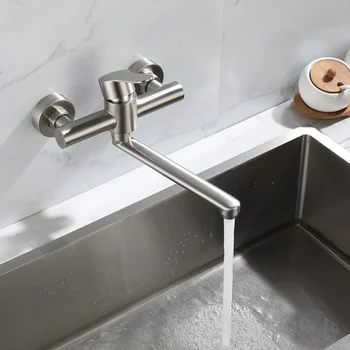Modern Design Wholesale 304 Stainless Steel Wall-Mounted Kitchen Faucet Mop Sink Balcony Laundry Sink Ceramic Hot Cold Faucet