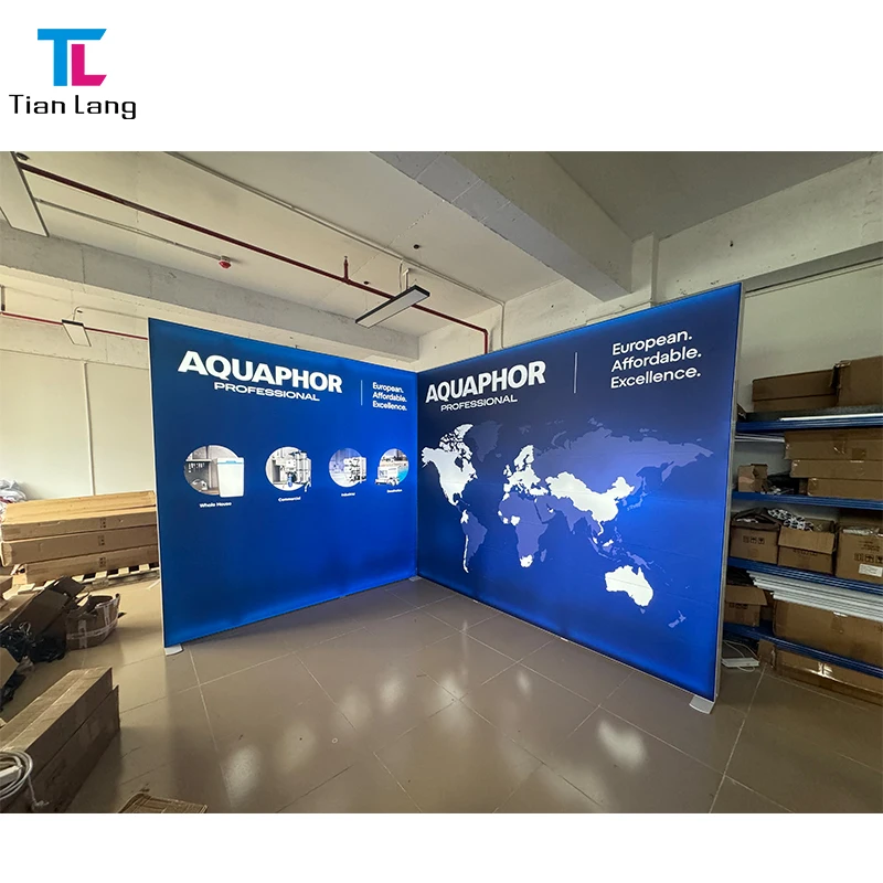 TianLang εμπορικές εκθέσεις Έκθεση Booth Display Τενσητικό υφασματικό φόντο Seg Pop Up Led Backlit Light Box