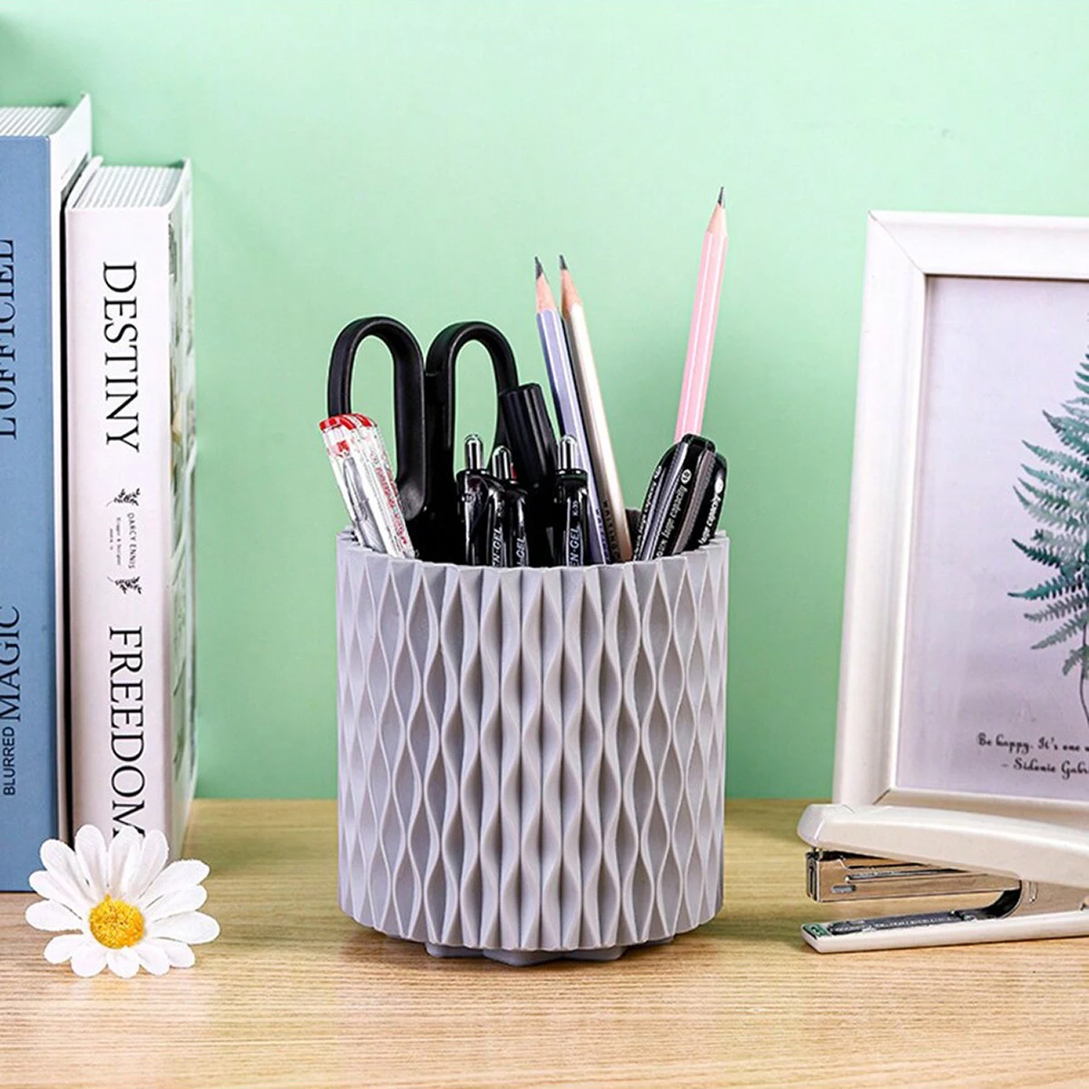 360 Degree Rotating Circular Storage Box Multi Functional Makeup Brush Holder Circular Pencil Case