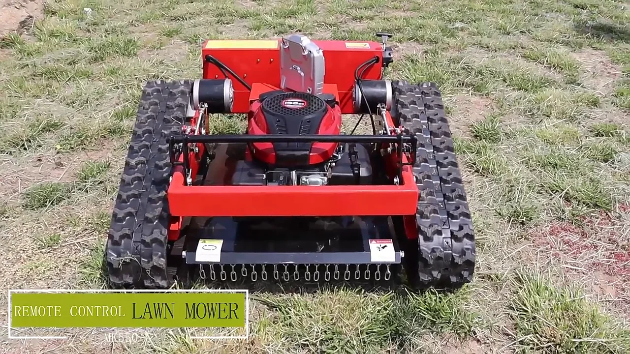 Rubber Crawler Robot Gasoline Self Propelled Garden Remote Control Lawn