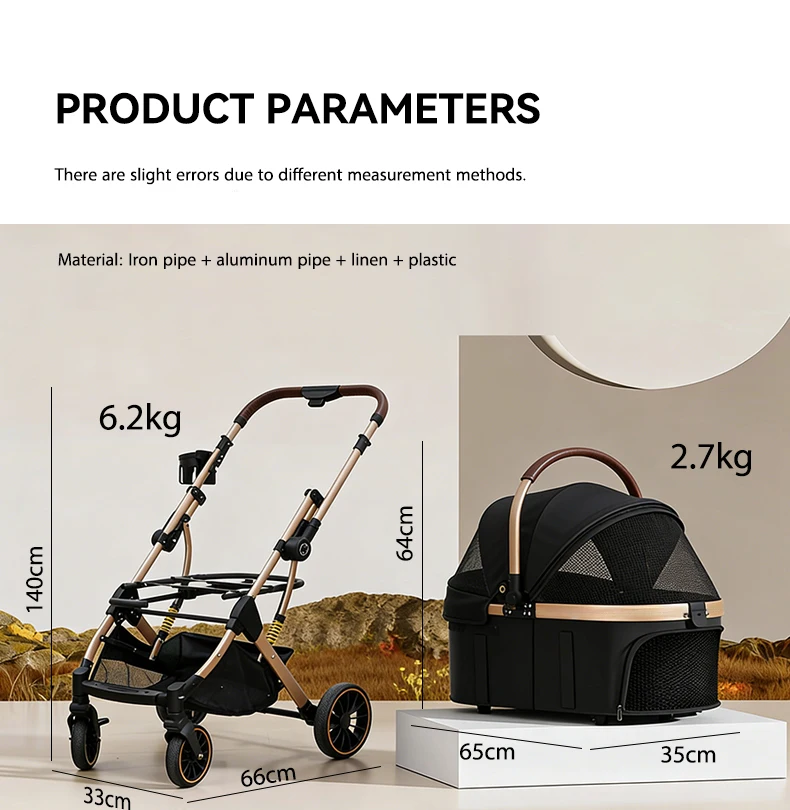 New Stroller Pet Outing Dog Outdoor Car One Button Folding Double Stroller Pet Double Stroller Handbag details