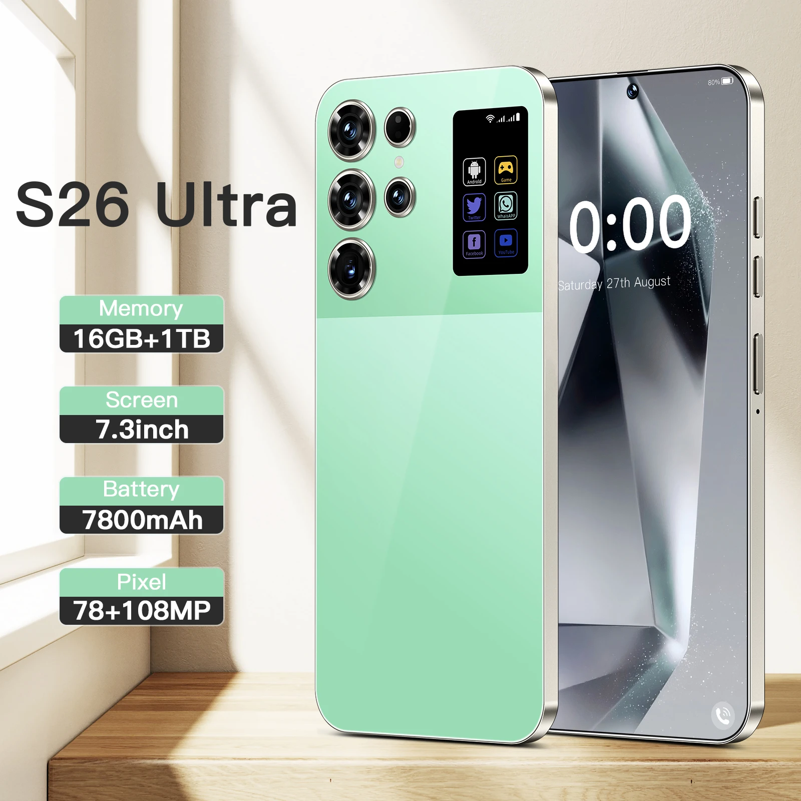 S26 Ultra+ 5G Beauty Camera Smartphone - 7.3