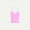 Camiseta sin mangas rosa con cuello en V