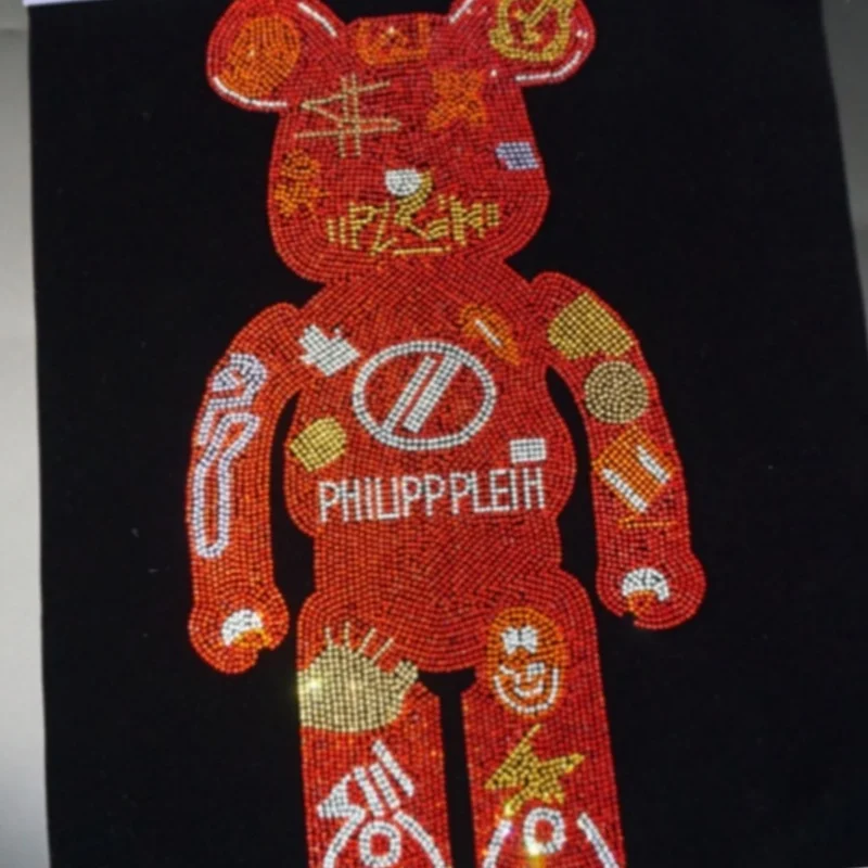 Free sample Professional large design lion crystal beads rhinestone transfer for clothing