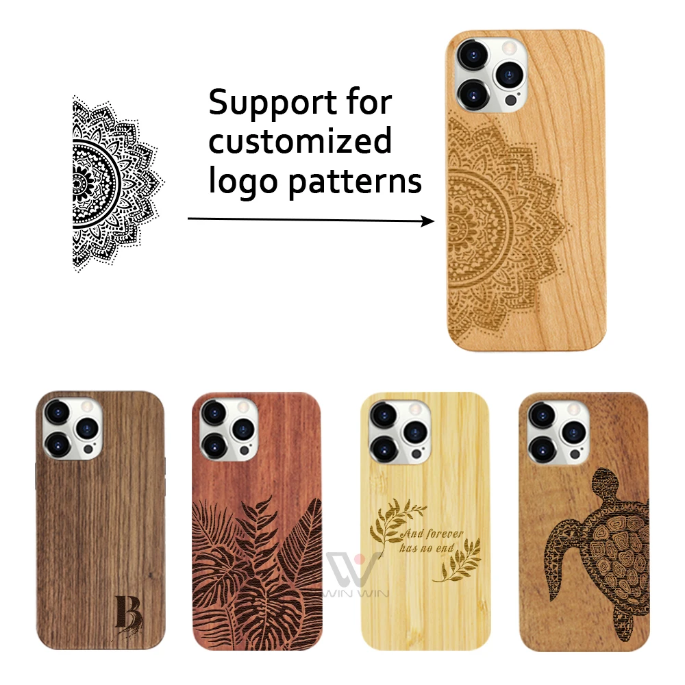 New Product TOP Selling Laser Engraving Bamboo Personalized Real Wooden  Phone Case for iPhone 14 15 16 17