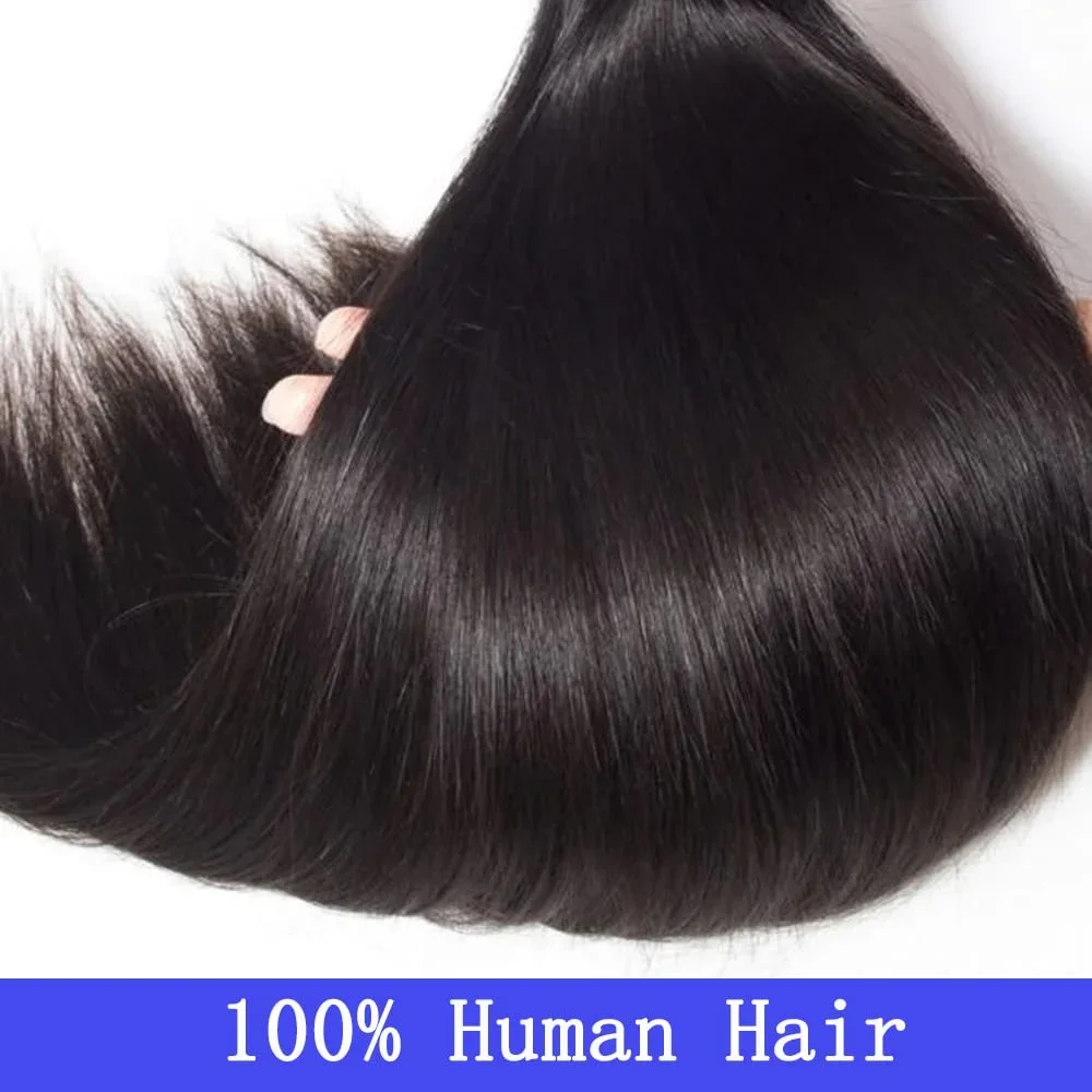 Natürliche schwarze Remy-Echthaar-Extensions, glatte Bündel, 25,4–81,3 cm_voghion.com