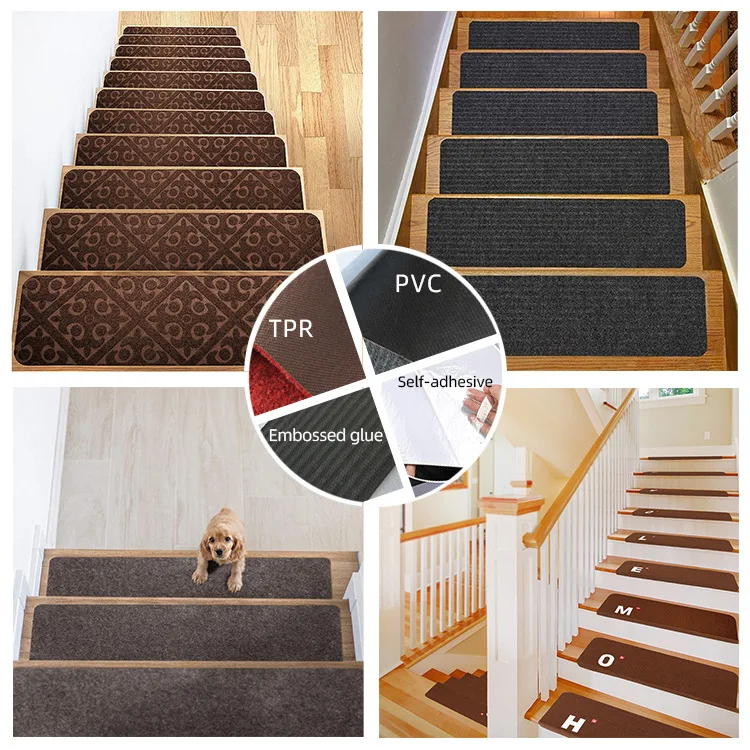 Stair Treads For Wooden Steps Indoor Nonslip Stair Treads Carpet Self Adsorbing Rugs Brushed
