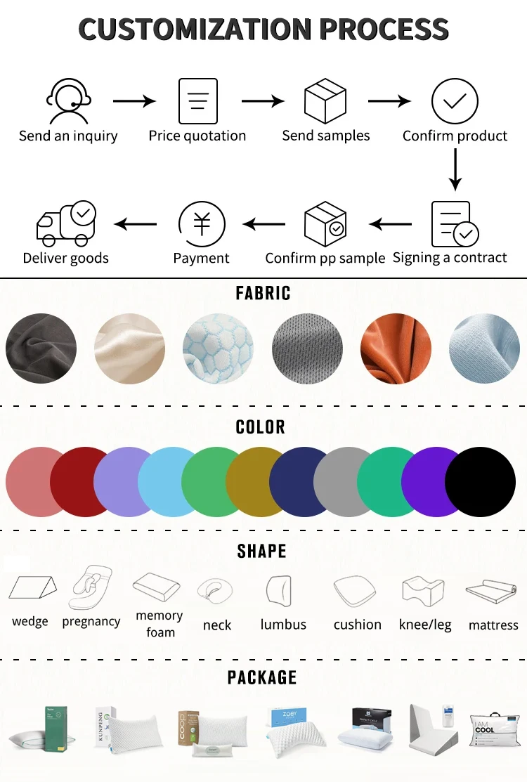 Cooling Bamboo Fabric Orthopedic Memory Foam Adjustable Sleep Pillow Neck Support Shredded Memory Foam Pillow