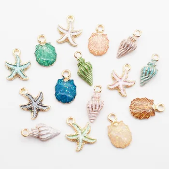 Wholesale Enamel Sea Shell Starfish Conch Sea Snail Jewelry Charms Pendants Accessories Charms Beads For Jewelry Making