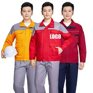 20% Cotton Thick Yarn-dyed Twill Men's Women's Construction Workwear Long Sleeve Set