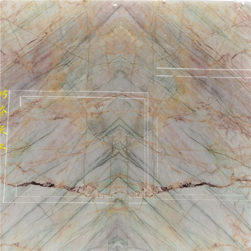 Luxury Book Match Lihgt Green Quartzite stone for hotel decoration luxury home design