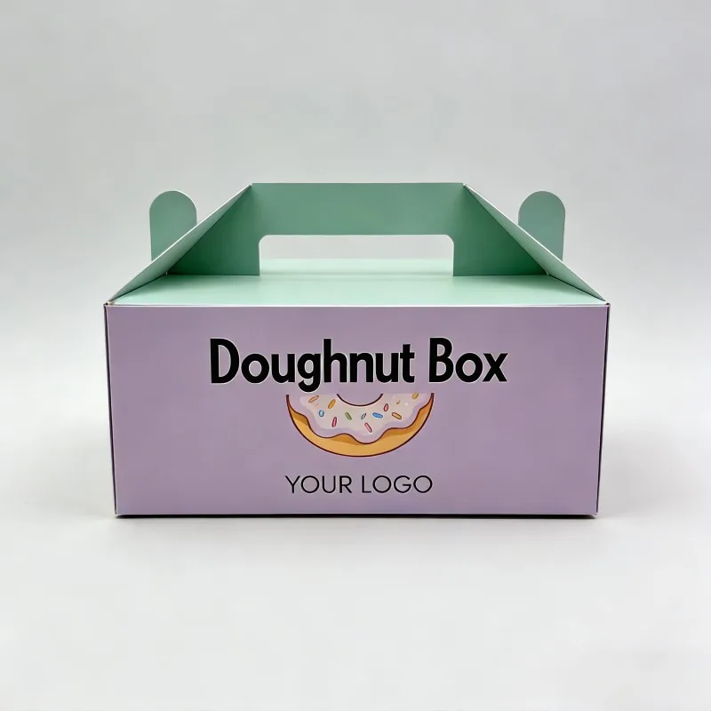 Boîte en carton biodégradable pour gâteaux, fabriquée sur mesure (OEM/ODM), avec poignée et fenêtre / boîte à gâteaux avec poignée pour tartes, biscuits, desserts et beignets