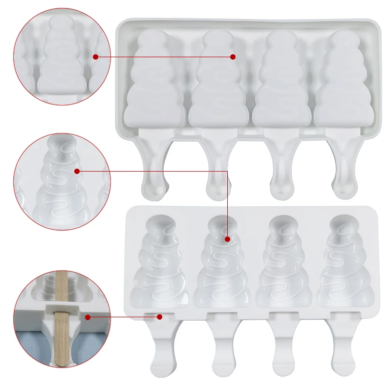 DUMO 4/8 Holes Christmas Tree Ice Cream Mold Silicone Popsicle Stick Mold  Creative Making Tool Ice Cube Tray Mould Silicone - Buy DUMO 4/8 Holes  Christmas Tree Ice Cream Mold Silicone Popsicle