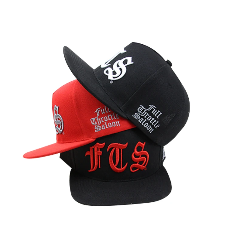 Embroidery Cotton Flat Brim Adults Plain Mens Hip Hop Hats 5 Panel