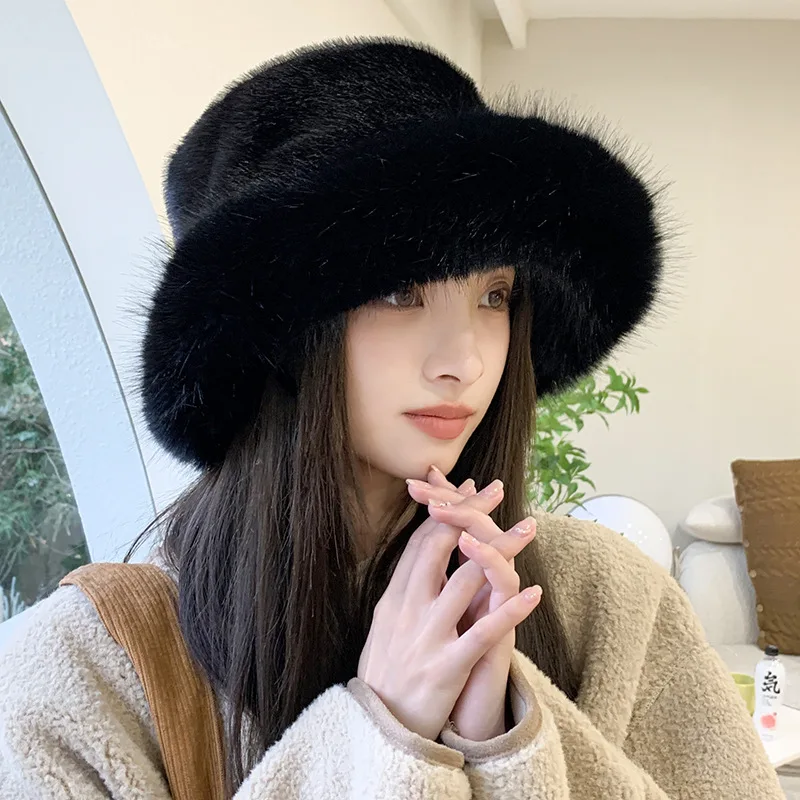 Rabbit Fur Bucket Hat - Winter/ Autumn Fashion for Women