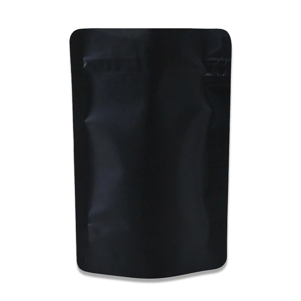 Black Flat Bottom Coffee Bag Coffee Bean Bag 150g 250g With Valve Externa Zipper side gusset coffee pouches