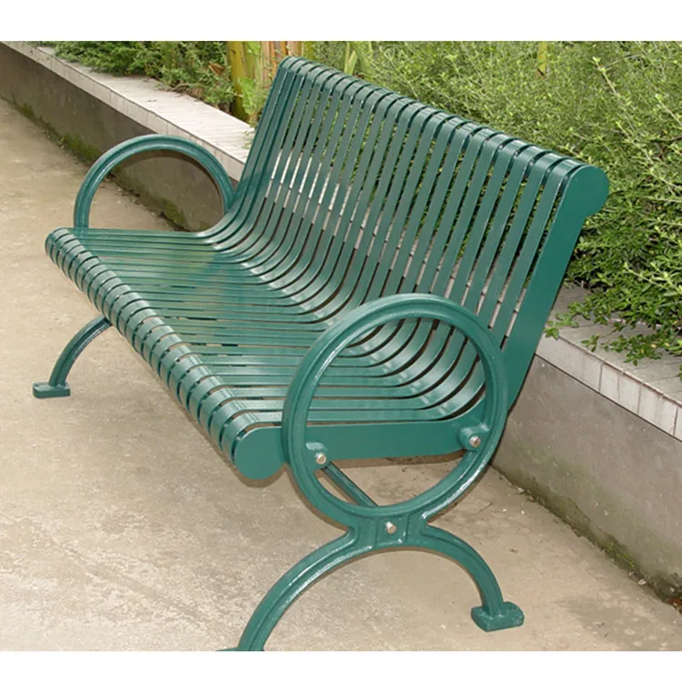 Custom Traditional Outdoor Garden Black Red Metal Durable Lawn Bench with Backrest