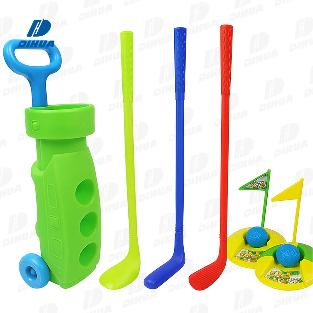 Kids Golf Set with 3 Lightweight Clubs & 2 Practice Holes Indoor Outdoor Play Kit for Toddlers Early Educational Sports Game