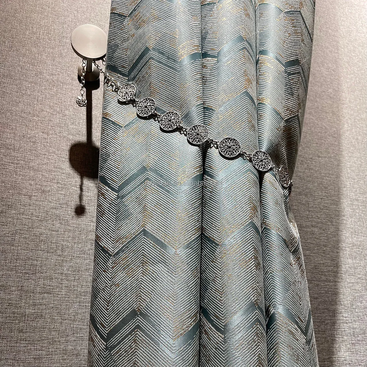 Luxury Striped Wave Texture 3d Designf Jacquard Blackout Curtain