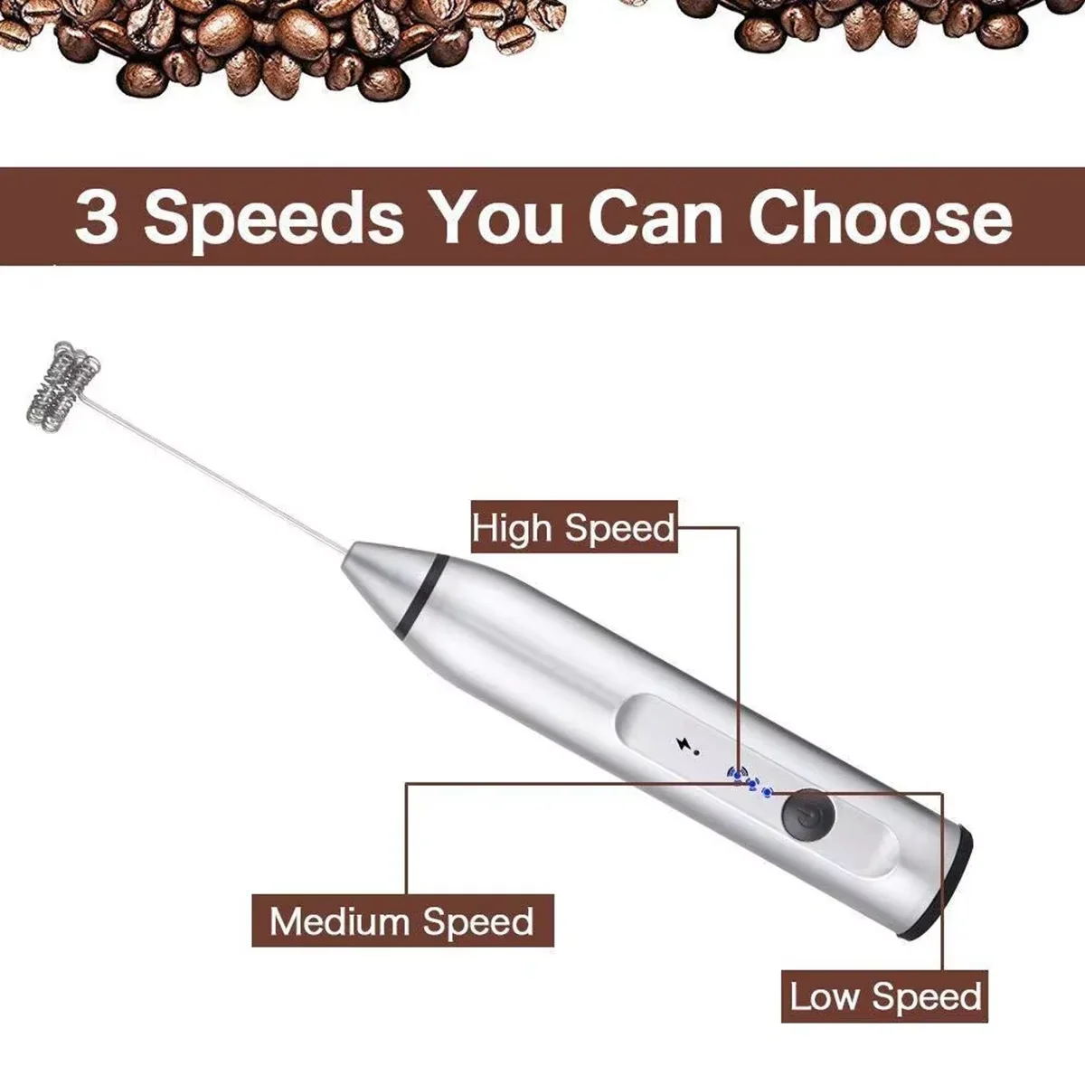 3 Speed USB Electrical Milk Frother Electric Handheld Blender with Mini Coffee Maker Whisk Mixer for Coffee Cream Foamer details